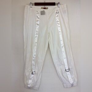VINTAGE Deadstock‎ Y2K Linen Pant Jogger NEW White Streetwear Pull On Stretch XL